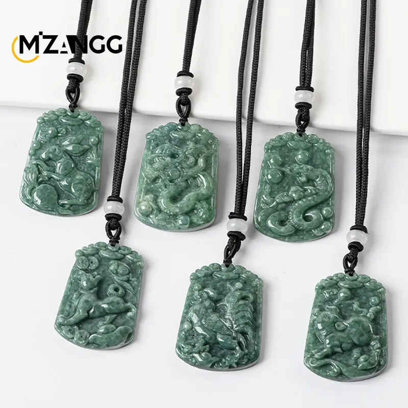 Natural A Goods Jadeite 12 Zodiac Ox Tiger Rabbit Jade Pendant