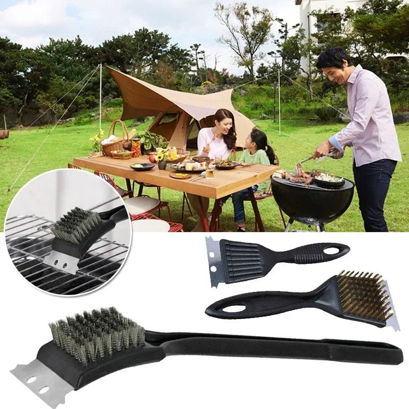 

2024 Kitchen Accessories BBQ Grill Barbecue Kit Cleaning Brush Stainless Steel Cooking Tools Barbecue Grill Wire Brush Sauce