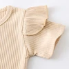 Newborn Baby Girl Clothes Set Summer Solid Color Short Sleeve Romper Flower Shorts Headband 3Pcs Outfit New Born Infant Clothing 2