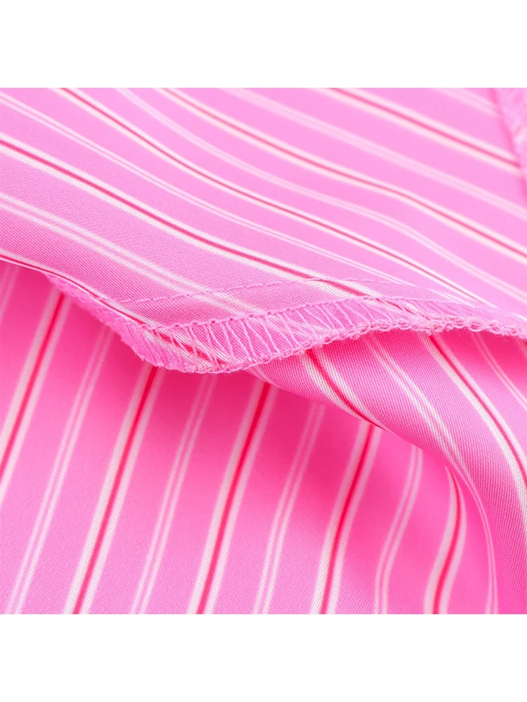 TFMLN 2025 Summer Female Striped Midi Skirt Fashion Low Waist Midi Skirt Chic Lady Pink Regular Fit Ruffles Striped Print Skirts