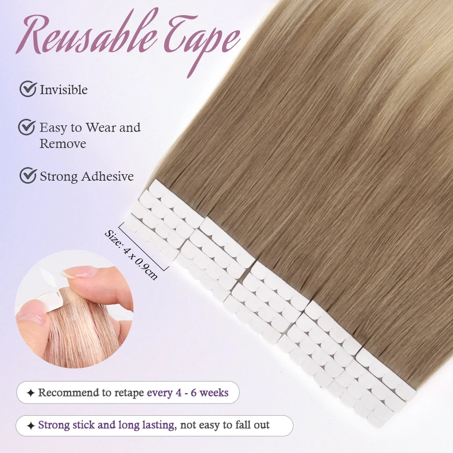 TSITSI Hair Extensions Human Hair Ombre Color Mini Tape In Extensions Invisible Skin Weft Adhesive Tape Ins For Women