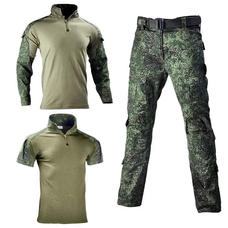 

Combat Clothing Men Camo Airsoft Uniform Cargo Shirt Military With Russia Pants Training Pads Army Safari Tactical Paintball