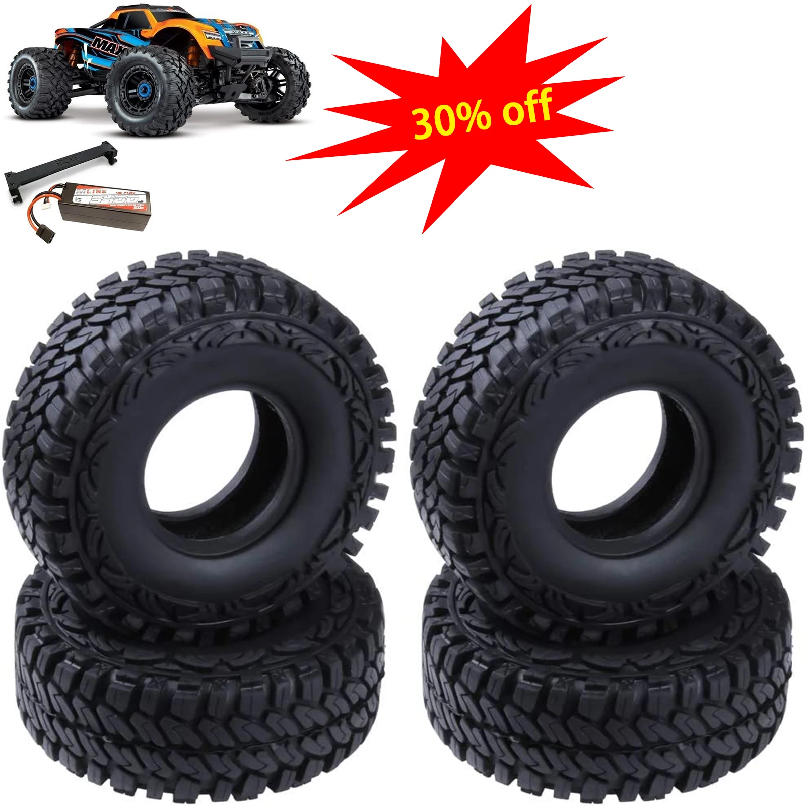 INTEGY RC Model 1.9 All Terrain Tires (Set Of 4) For 1/10 Scale Crawlers - 112mm Outer Diameter