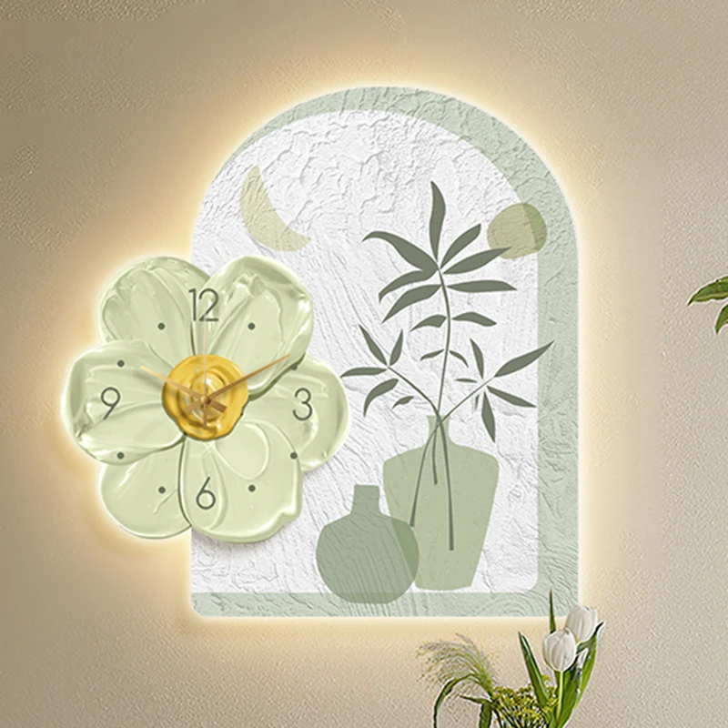 

Digital Hanging Flowers Clock Big Size Acrylic Nordic Stylish Wall Clock Digit Table Luminous Relogio De Parede Bedroom Decor