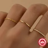 CANNER 3PCS Minimalism 925 Sterling Silver Smooth Rings For Women Ins Chain Sophisticated Rings Fine Jewelry Party Gift 1