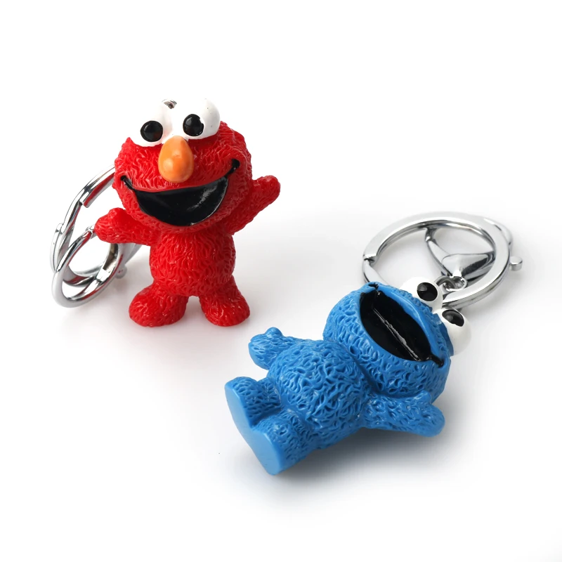 Anime Keychain Cartoon Anime Sesame Street PVC Figure Keychain Cookie Monster Doll Toys Pendant Key Chain For Children Kid Gift