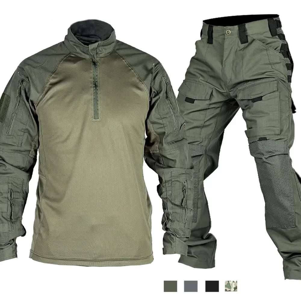 

Tactical Suit Set Men Hunting Training Shirt Pants 2 Piece Sets Outdoor Airsoft Camouflage Quick-dry Ripstop Paintball Shooting