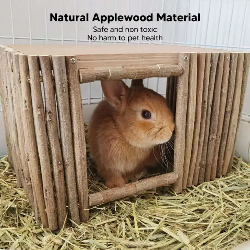 Hamster House Cage Wooden Small Pet Hideout Breathable Fence Hamster