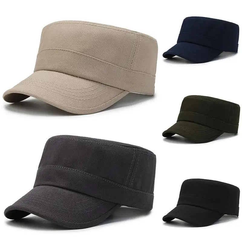 Fashion Washed Cotton Men Military Cap Summer Sunscreen Cadet Hat adjustable Flat Top Caps Women Men Fisher Army Hats_voghion.com