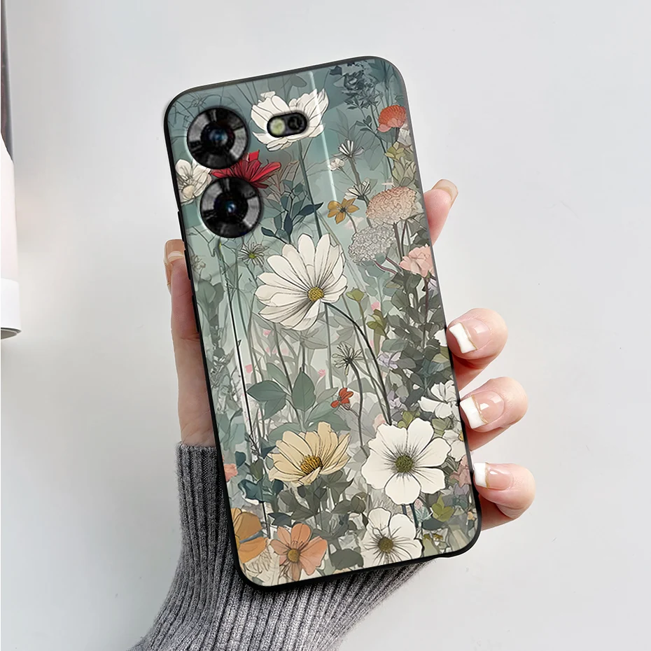Stylish Black Silicone Phone Case with Pattern - Slim and Soft  Cover