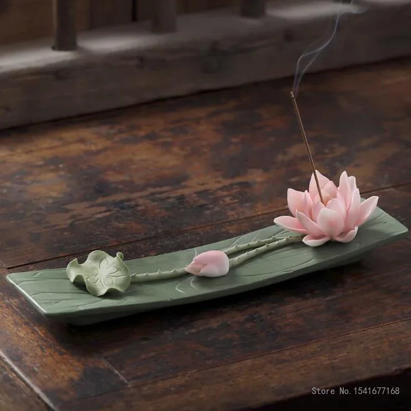 Creative Ceramic Handmade Lotus Thread Fragrance Insertion Seat, Tea Ceremony, Indoor Household Zen Aromatherapy Stove Tray Base