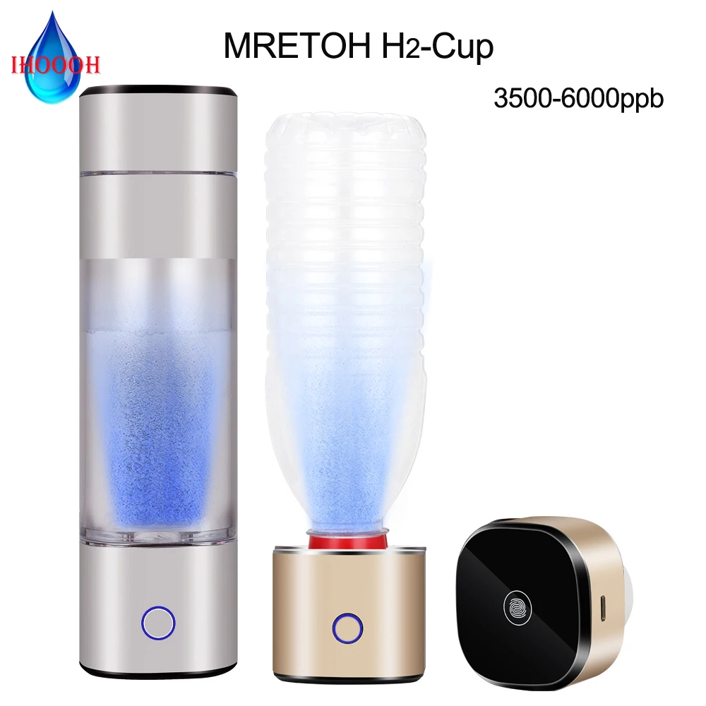 IHOOOH MRETOH H2-Cup 저주파 공명 수소 발생기, 물병 충전식 미..