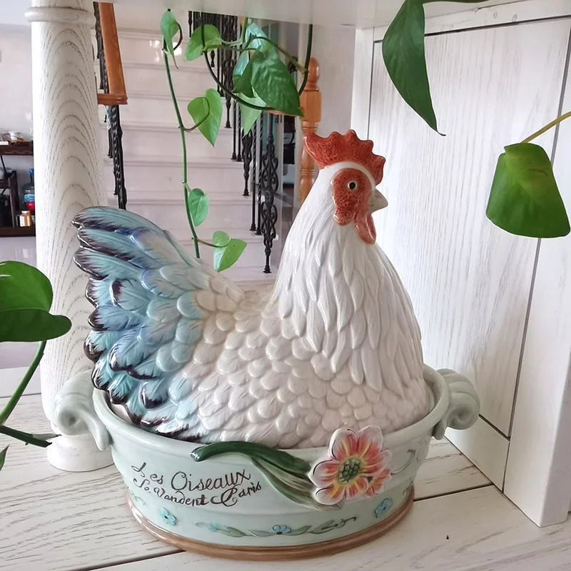 BORREY Ceramic Egg Holder Chicken Storage Basket Snack Fruit Egg Basket  Ceramic Hen Oraments Decoration Kitchen Basket Storage - AliExpress