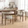 Set of 2 Modern Barrel Dining Chairs Comfortable Upholstered Armrest Accent Chair Dining Living Room Furniture 4