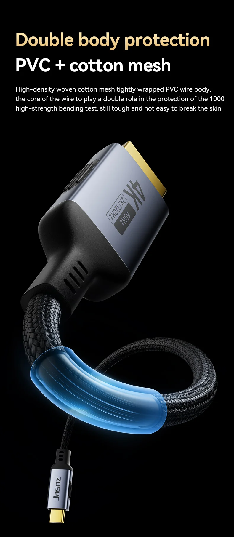 Jasoz typ c zu hdmi kabel adapter 4k 60hz für iphone 15 tv konverter macbook air ipad samsung pixel book xps usb c hdmi kabel – Detail 12