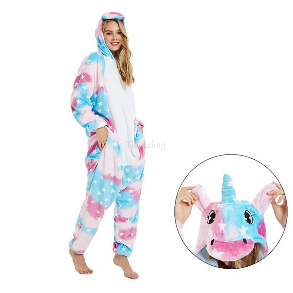 Soft Kigurumi Pajamas Animel Cartoon Cosplay Costume Sleepwear Unisex Women Men Pajama Unicorn Oneises Homewear Adult Jumpsuits