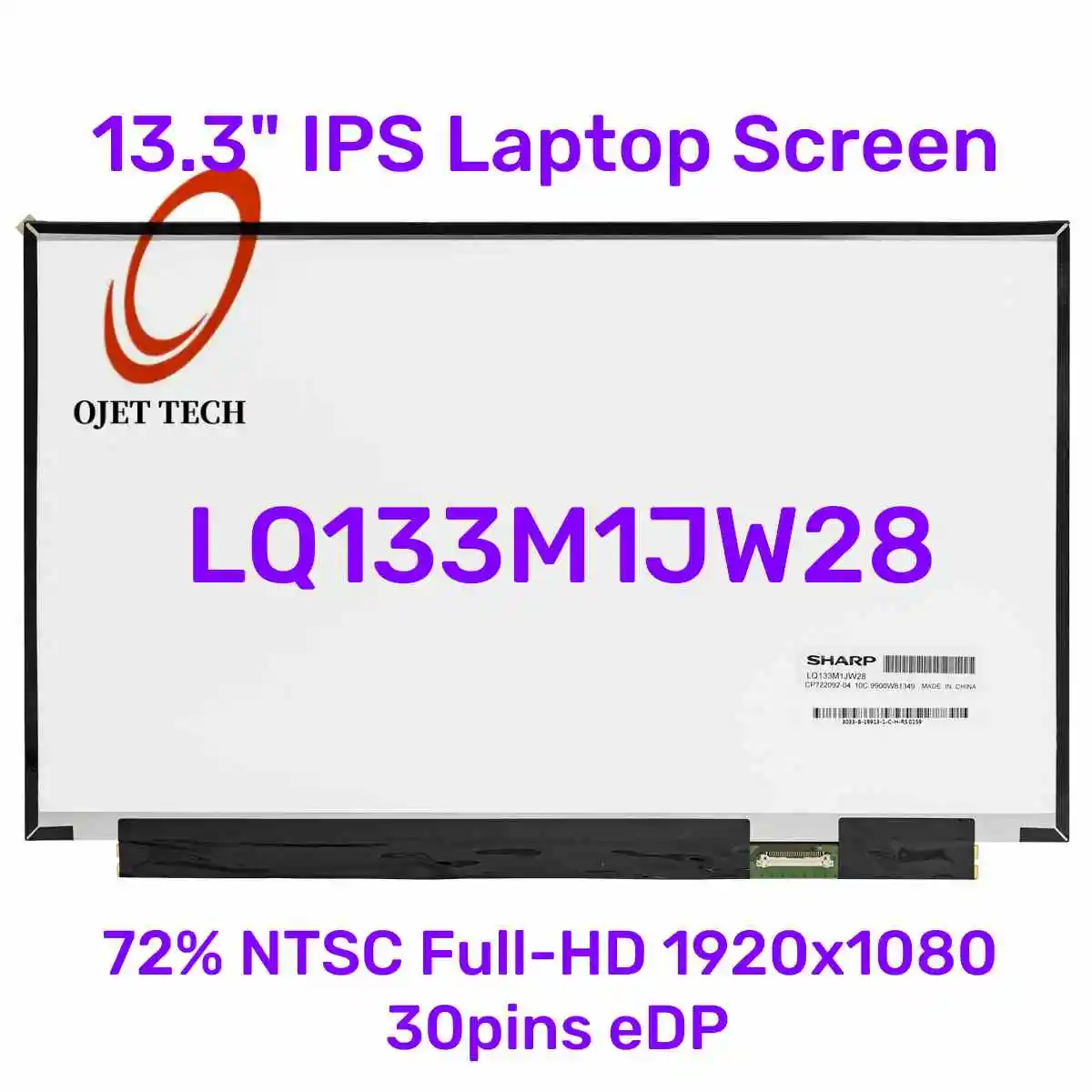 Painel Matriz Lcd para Laptop Display Led Sharp Lq133m1jw28 Cp72209204 72 Ntsc Full-hd 1920×1080 30pins 133 em Ips
