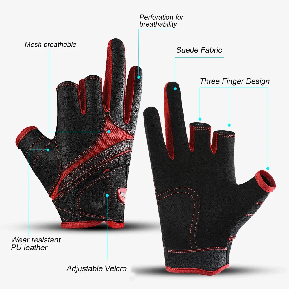 3 Cut Fingers Gloves Anti-Slip Fishing Glove Professional Finger Gloves Protector Unisex Elastic Band Glove for Outdoor Fishing