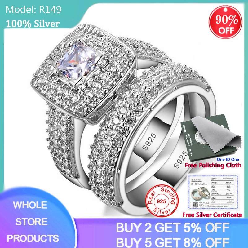 LMNZB Luxury Genuine Tibetan Silver Wedding Band Eternity Rings For Women Lots Bulk Jewelry silver ring wedding rings silver rings