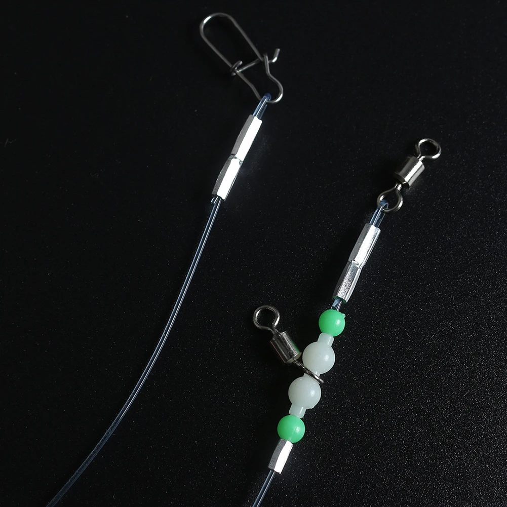 Night Glow Fishing Leaders Fishing Wire Leader with Swivels and Snaps Fishing Front Guide Line for Saltwater Freshwater