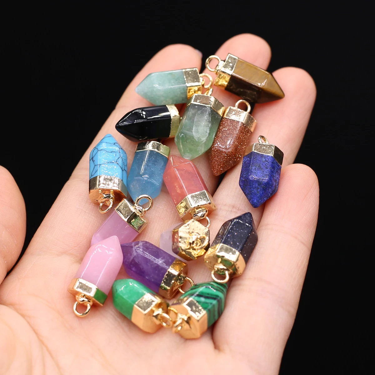 

Pencil Head Pendant Rose Quartz Opal Natural Stone Craft Jewelry Making DIY Necklace Earring Accessories Charm Gift Party 8x21mm