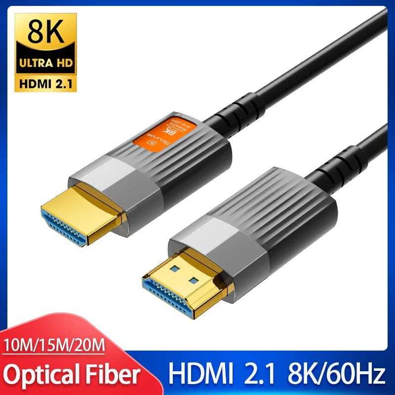 

HDMI 2.1 Optical Fiber Cable 8K 60Hz 4K 120Hz Ultra High Speed 48Gbps HDR eARC VRR HDCP HDMI Fiber Optic Cables For TV Projector