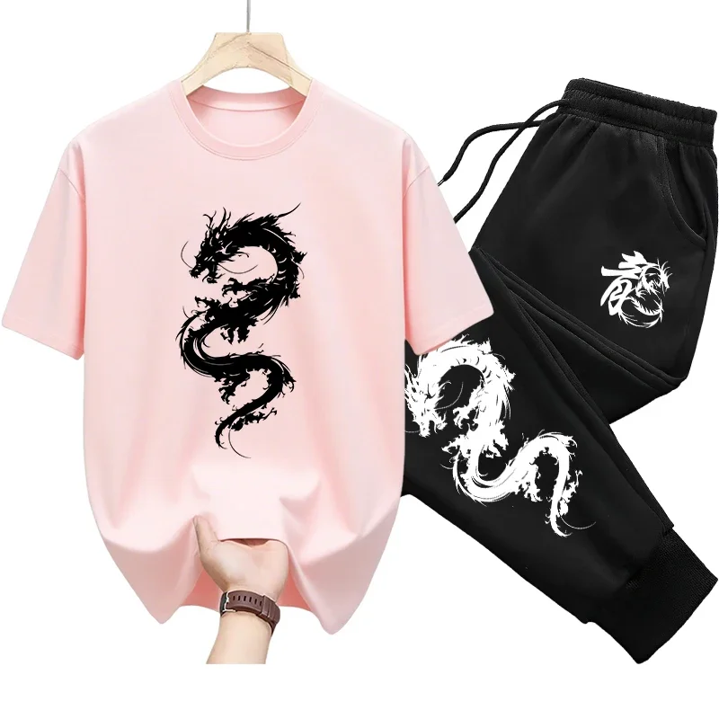 Mens Pure Cotton Tshirt and Trousers Set