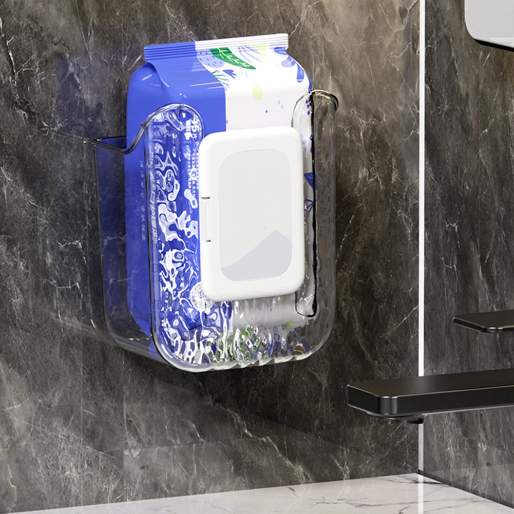 Description Picture 4 of itemClear Wipe Tissue Organiser Box Wall Mounted Tissue Holder Self-Adhesive Paper Towel Dispenser Toilet Paper Box For Bathroom