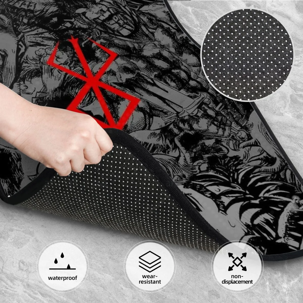 سجادة أرضية مطاطية أمامية وخلفية شديدة التحمل من Anime Berserk لحماية أرضية السجاد تناسب معظم المركبات