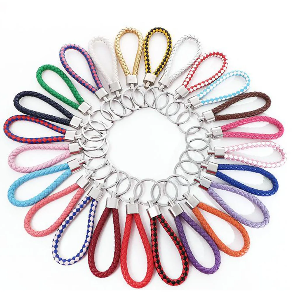 Domicubes 3 pezzi portachiavi in pelle intrecciata portachiavi corda nautica per auto cuprammonium cordino corto per auto moto bicicletta e casa portachiavi per uomo donna