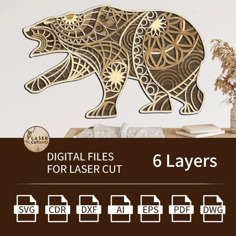 Crafts Bear Multilaye Laser Cut Files Creative Design Vector Files Layouts CDR/DXF/AI/SVG Files for Laser/Plasma Cutting and Pri Wood Boring Machinery