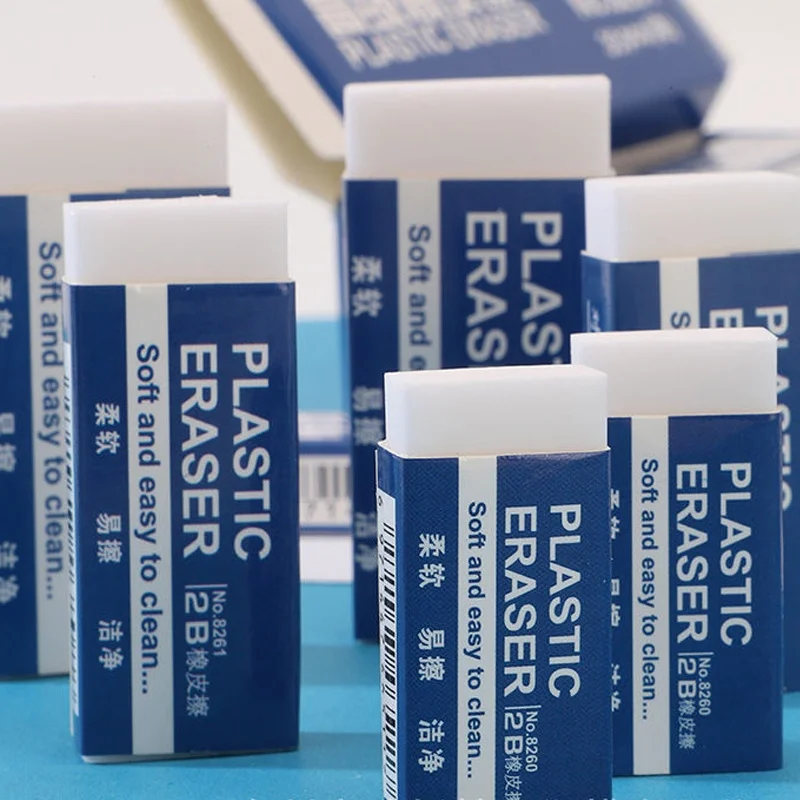 흰색 PVC 지우개, 학생 시험 사무실 스케치, 부드럽고 닦기 쉬운 그림 지우개, 사무용품, 2B, 10 개