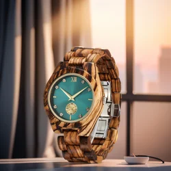 Women's Wooden Wristwatches, New Luxury Quartz Watch, Multifunction Chronograph Clock, Luminous Fashion Girlfriend Wood Watches