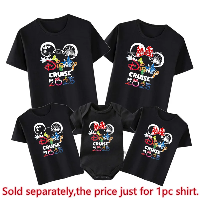 Disney Cruise 2025 Family Vacation Shirts Cotton Dad Mom Kids Tees Tops Baby Rompers Funny Family Matching Cruise Trip Outfits 4