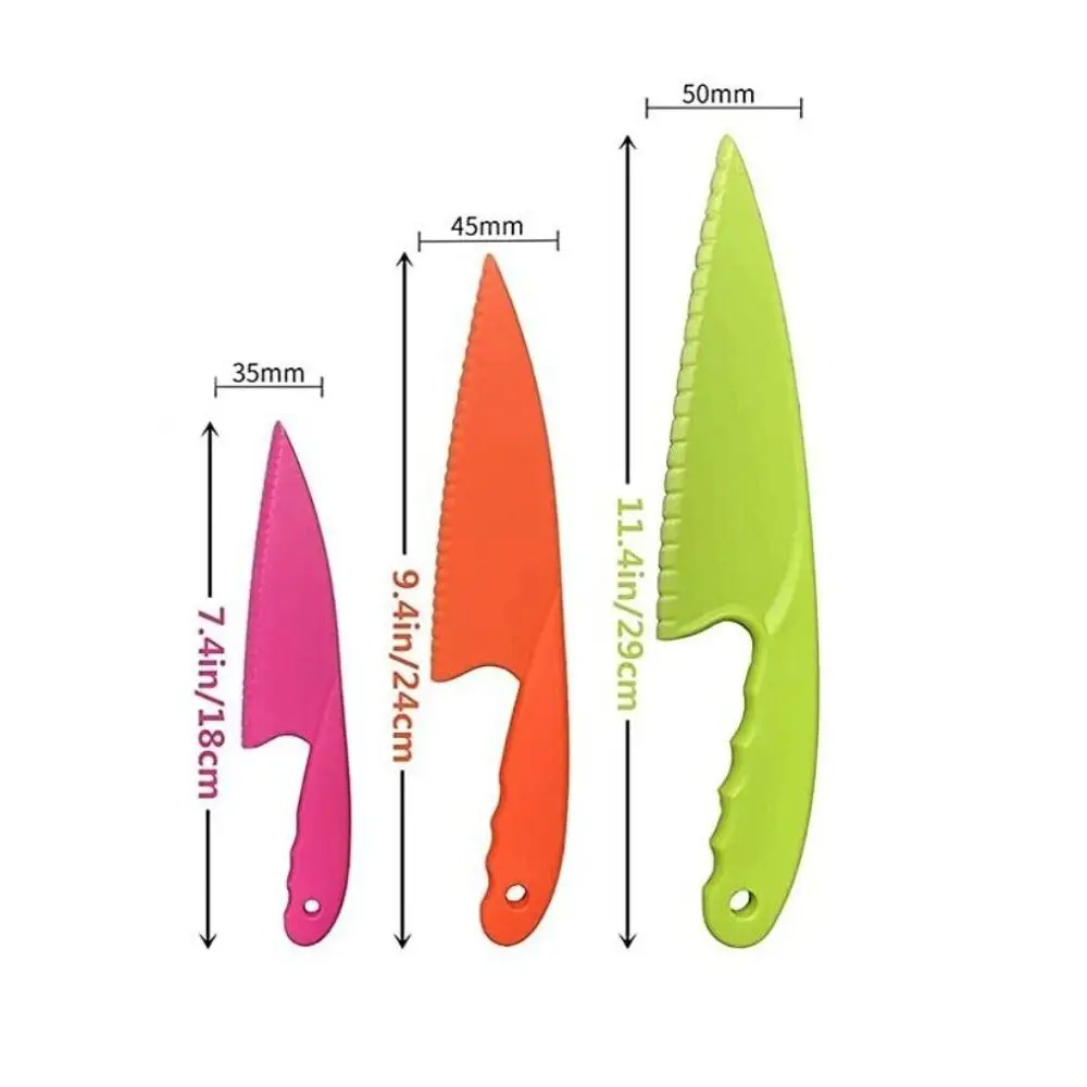 3 PCs Kids Kitchen Knife Plastic Fruit Safe Toy Knives Bread Lettuce Salad kitchen knife,vegetable slicer,fruit slicer,fruit knife