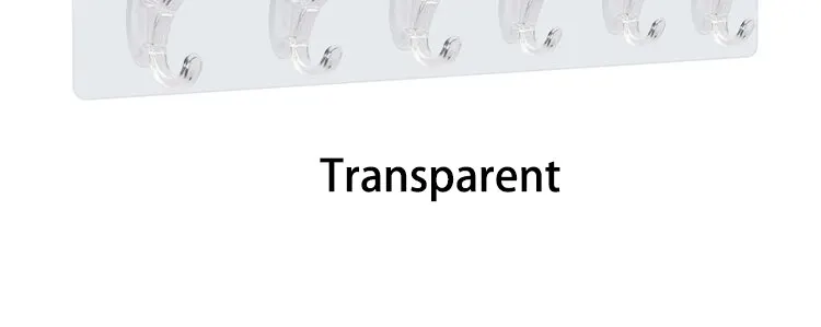 Ganci trasparenti a 6 file, ganci robusti, senza traccia, ganci appiccicosi per file posteriori per appendere asciugamani, vestiti e cappotti, accessori per il bagno