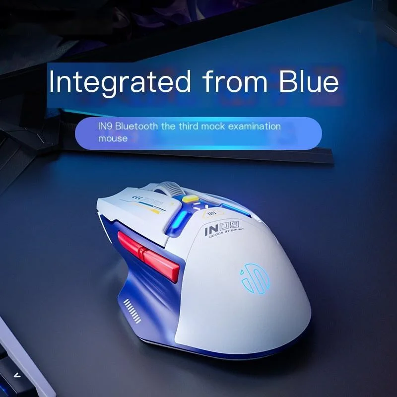 Tri-mode sem Fio Bluetooth Mouse Luminoso Tipo-c Carregamento Mouse de Jogos Profissional para Computador Office Gamer In9 - Imagem 5