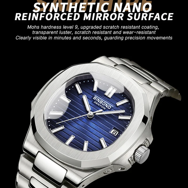 Reloj Hombre 2023 New Luxury Square Blue Watches For Men Quartz Stainless Steel Waterproof Luminous Date Business Wristwatch Man