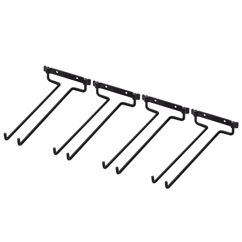 

8 Pcs Wine Glass Racks Wall Mounted Hanging Rack Shelf Wine Cup Display Stand For Cabinet And Bar Black 30Cm
