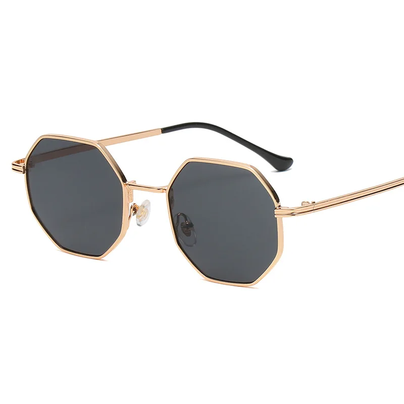 Square Sunglasses Man Woman Small Frame Polygon Metal Vintage Retro Octagon