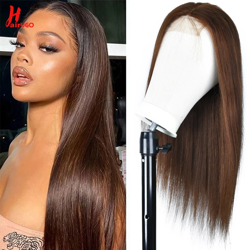 #4 Straight 4x4 Lace Closure Wigs Human Hair Brown Lace Front Human Hair Wigs Remy Chocolate Lace Frontal Wigs For Woman HairUGo