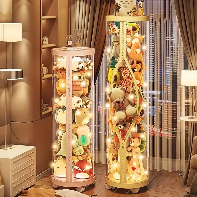 กล่องเก็บของโปร่งใสใส่ตุ๊กตาของเล่นตุ๊กตากระบอกพร้อมฝาปิดที่สมบูรณ์แบบสําหรับคริสต์มาสและฮาโลวีนตกแต่งรอบจอแสดงผล 1