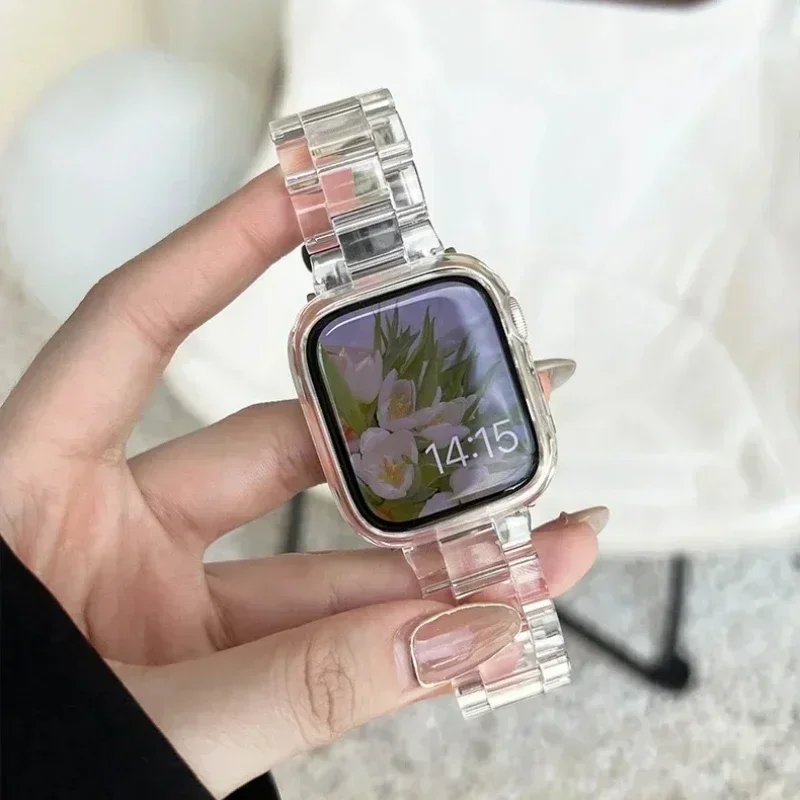 Spring Rainbow Candy Resin Band for Apple Watch Ultra 2 49mm 7 8 9 10 41 45 40mm 42 44 46mm Strap Women Bracelet for IWatch 6 SE