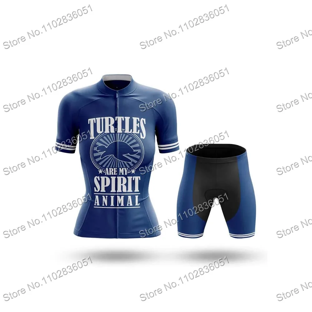 Turtle Team Cycling Jersey Set Women MTB Uniform Black Bike Clothing Summer Bicycle Shirt Ropa Bib Shorts Maillot Ciclismo