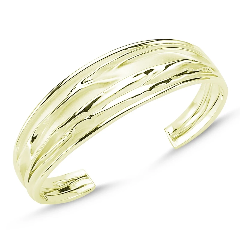 

Silver 925 Sterling Gold Plated Six Open Wrinkled Bracelet
