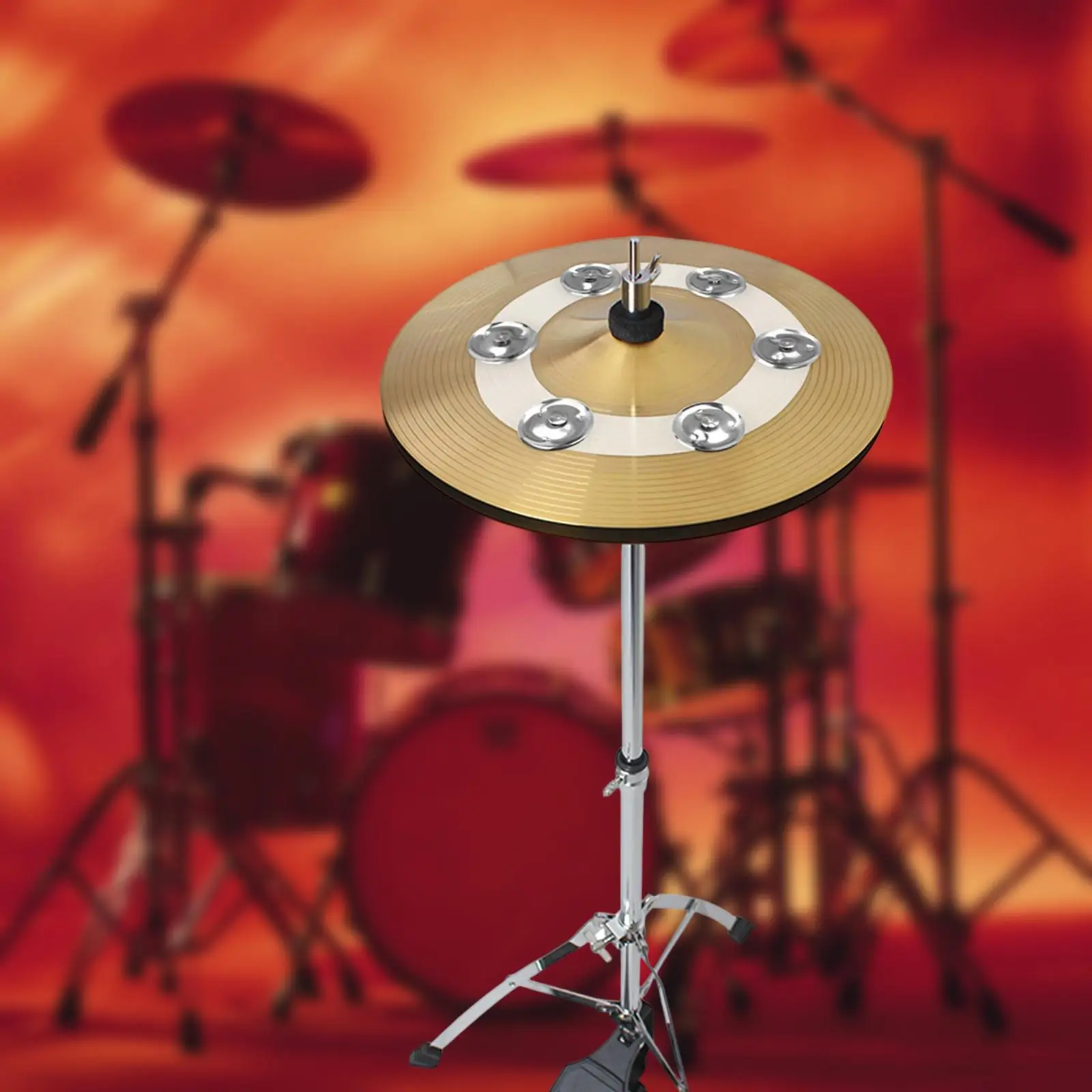 Drum Set Tambourine with Single Row Accessory Professional Drum Cymbals Hihat Tambourine Jingle Jingle Effect Cymbal