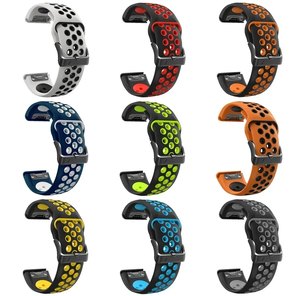 Two-Tone Sports Silicone Quick Release Watch Strap - 22/26mm Adjustable Wristband Bracelet