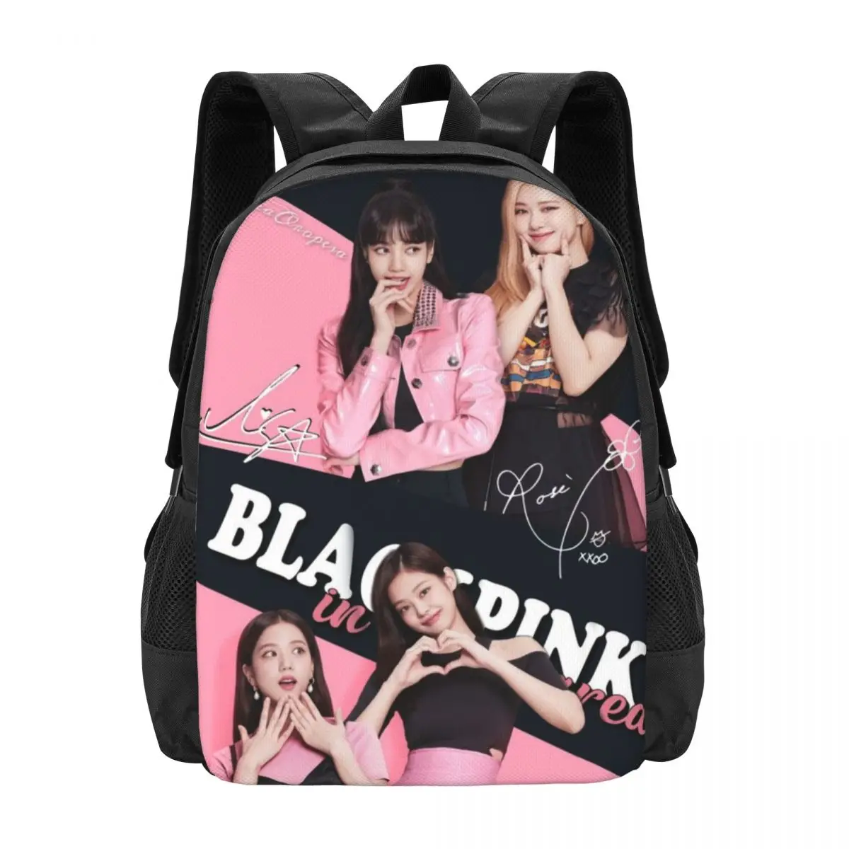 

Kpop Black Jennie Pink Travel Laptop Backpack, Business College School Computer Bag Gift for Men & Women