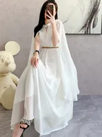 SMTHMA New Fashion Luxurry White Long Dress Women Sleeveless High-End Vintage Elegant Party Dresses Vestidos Female Clothing - Image 5