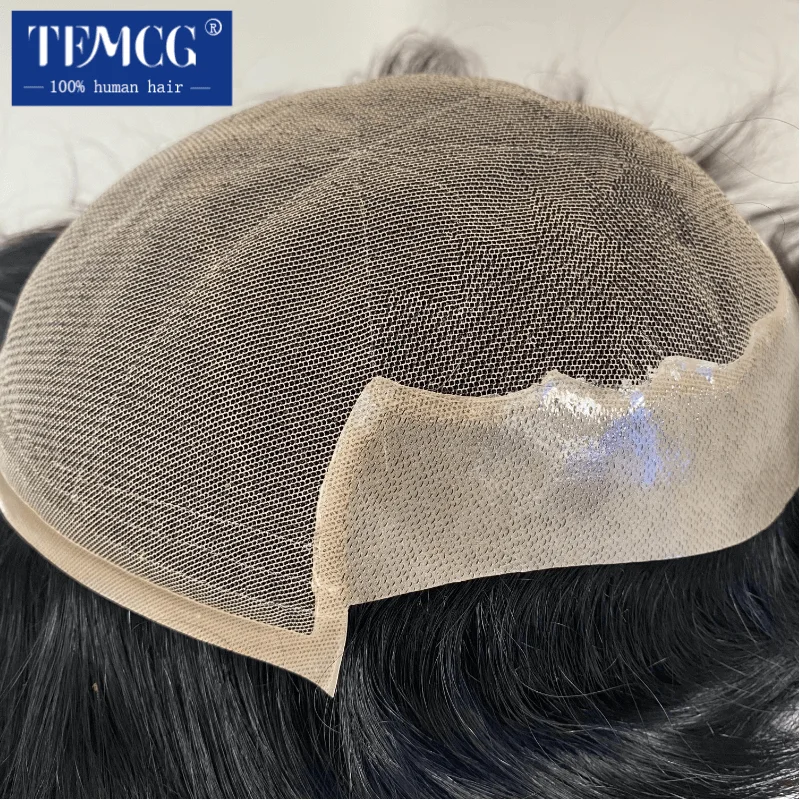 Q6 Male Hair Prosthesis Lace & Knotted PU Man Wig Replacement Systems Natural Human Hair Toupee Men,human hair toupee